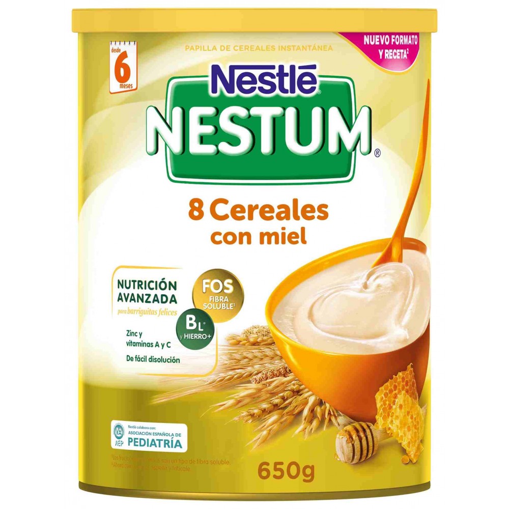 papilla de cereales nestum 8 cereales con miel 650 gr. +6m