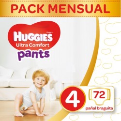 Huggies® Ultra Comfort Pañal Braguita Talla 4 (9-14 kg) – 72 pañales braguita