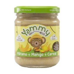 Potito ecológico de frutas: Mango, plátano y Cereal +4 meses Yammy
