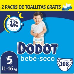 ¡Pack! 108 Uds. Pañales Dodot Talla 5 + Toallitas 128 uds