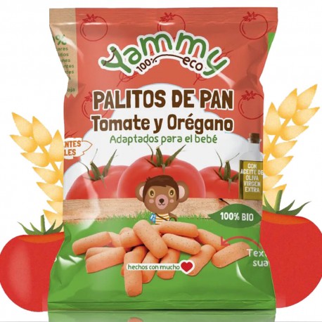 Palitos de pan Ecológicos de Tomate y Orégano 60 GR YAMMY