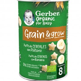 Puff Snack Organico de Cereales con plátano 35 g GERBER de Nestlé